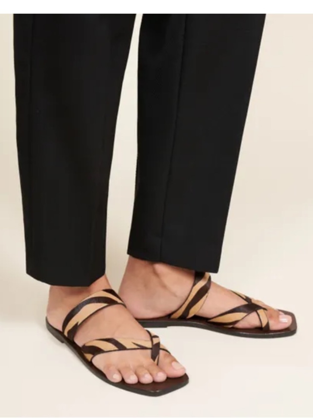 Women’s Two-Tone Brown & Tan Leather Slide Sandals